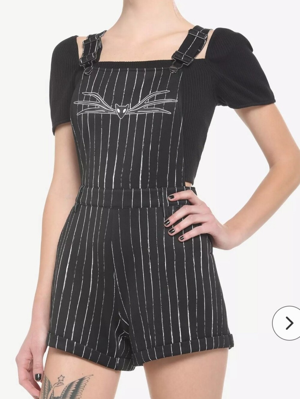 Hot Topic Black Pinstripe Short Overalls